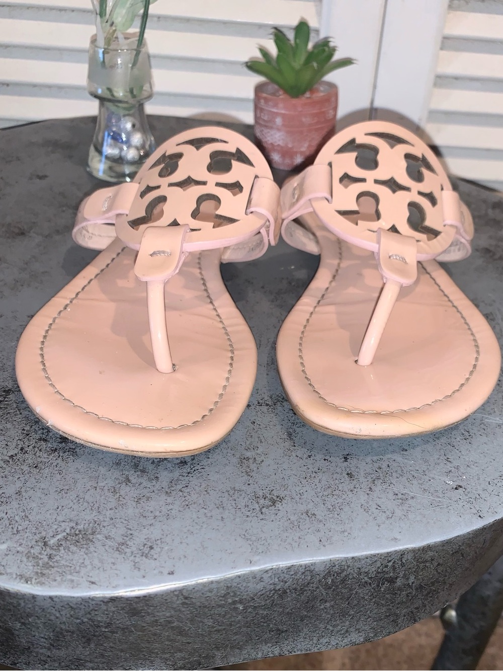 Tory Burch Miller Patent Leather Sandals Sea Shell Pink with box bag Size 6.5 - Picture 7 of 10